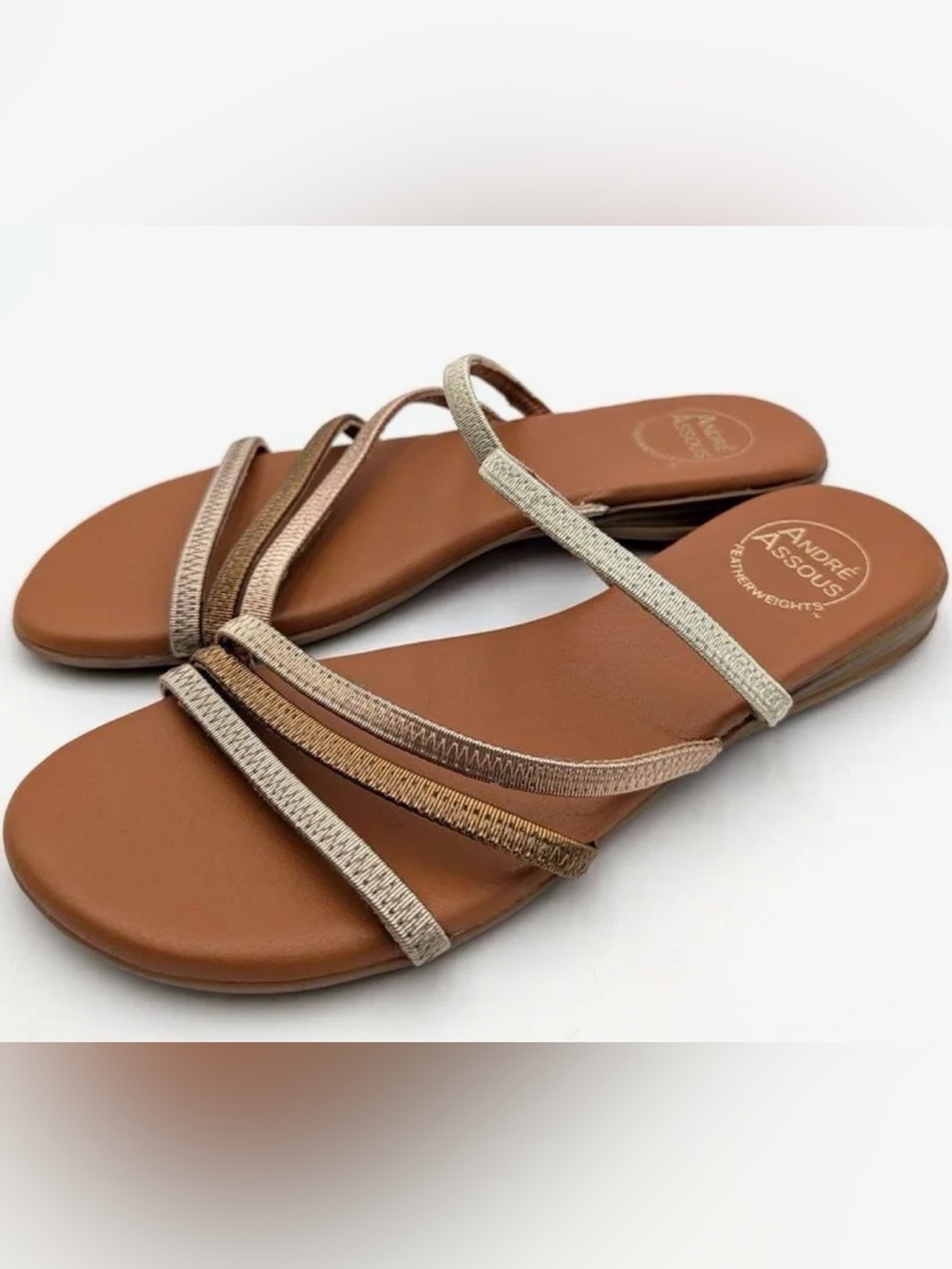 NWT Andre’ Assous Women’s Nolan Strappy Metallic Sandals - Size 7